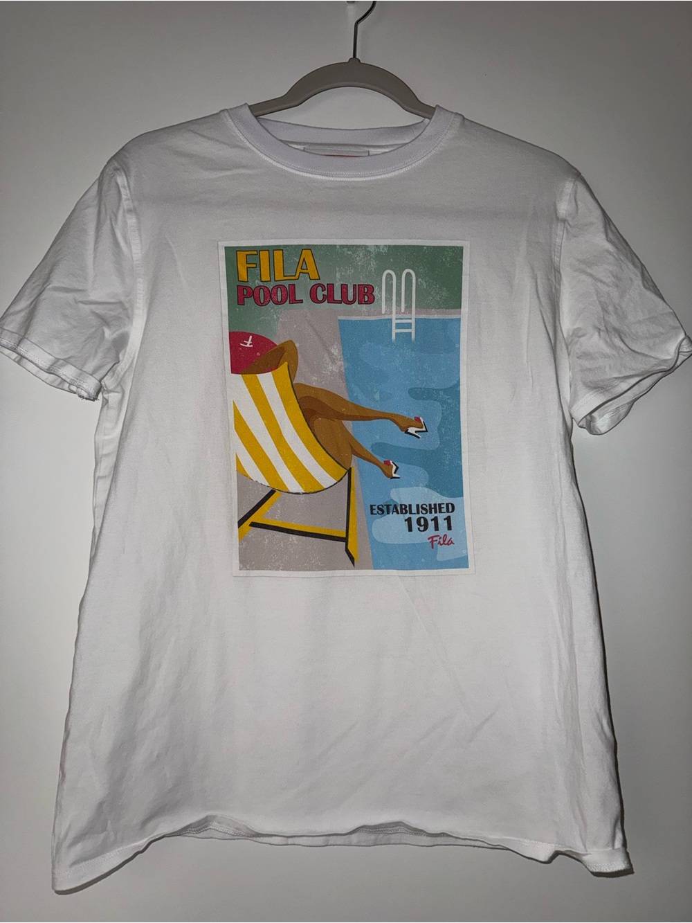 FILA White Pool Club Graphic Short Sleeve Tee